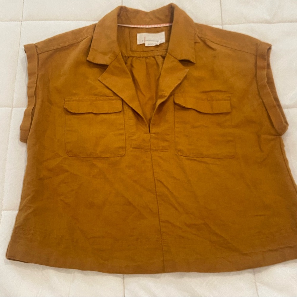 Xs Anthropologie linen blend shirt in burnt orange